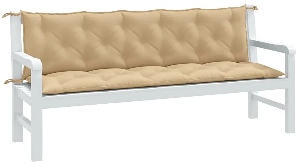 vidaXL Almofadões banco jardim 2pcs 180x50x7 cm mesclado tecido bege