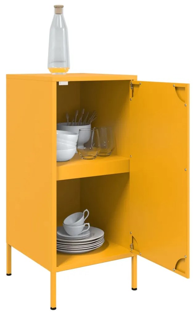 Aparadores 2 pcs 36x39x79 cm aço amarelo mostarda