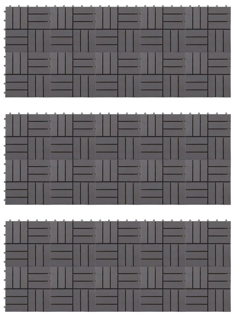 3054435 vidaXL Ladrilhos de terraço 30 pcs 30x30 cm acácia maciça cinzento
