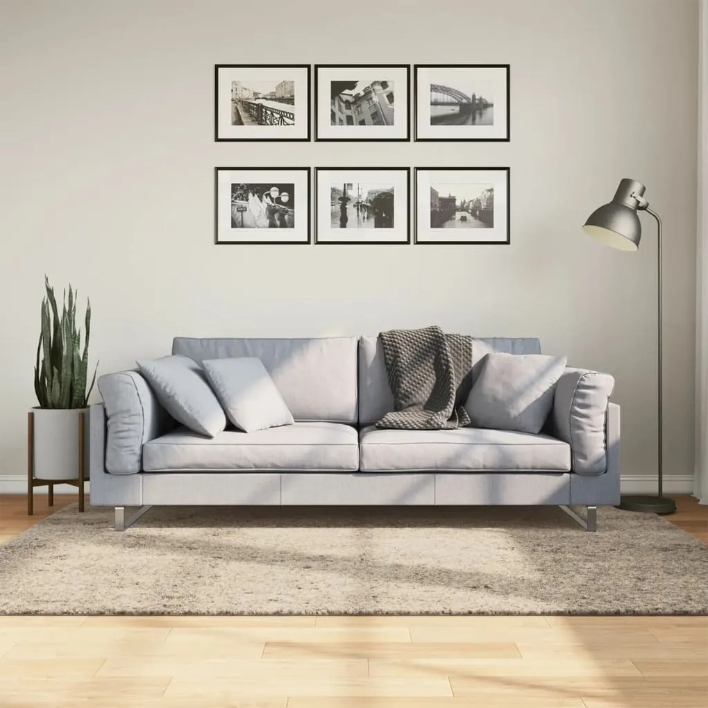 vidaXL Tapete de pelo alto com aspeto brilhante ISTAN 140x200 cm bege