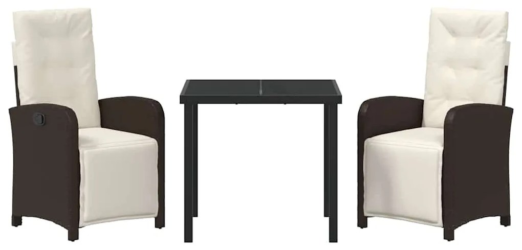 Conjunto de Jantar de Jardim com 3 peças da e almofadas em rattan sint
