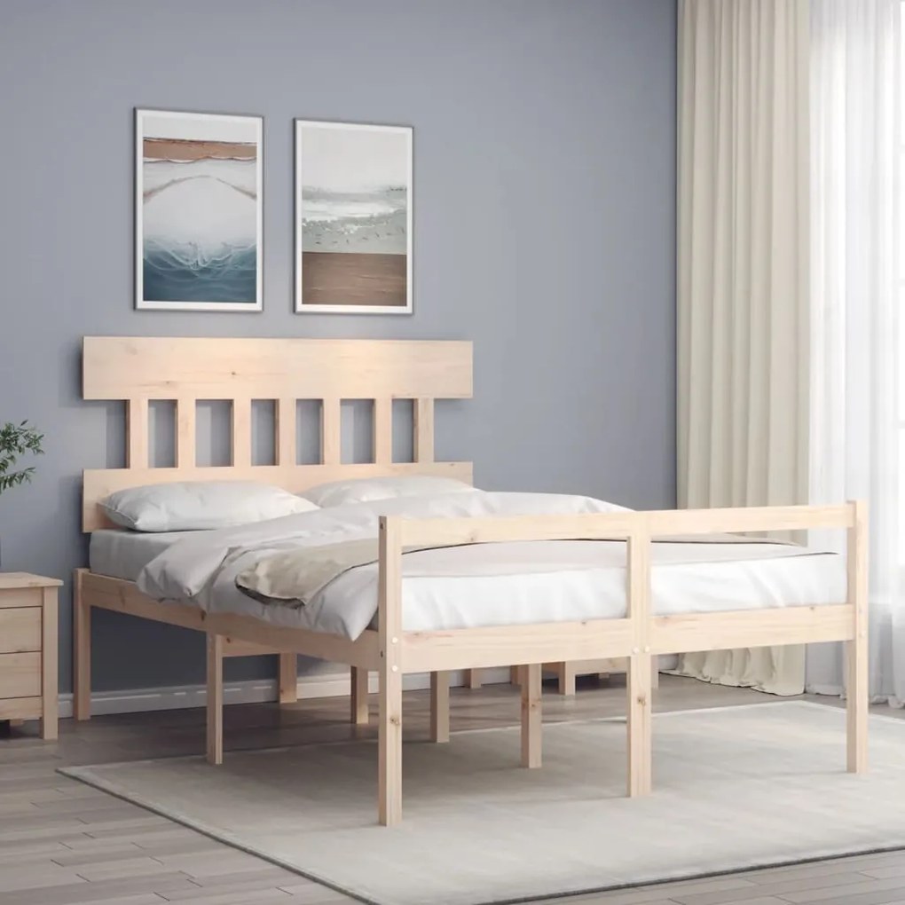 Estrutura de cama de casal c/ cabeceira madeira maciça