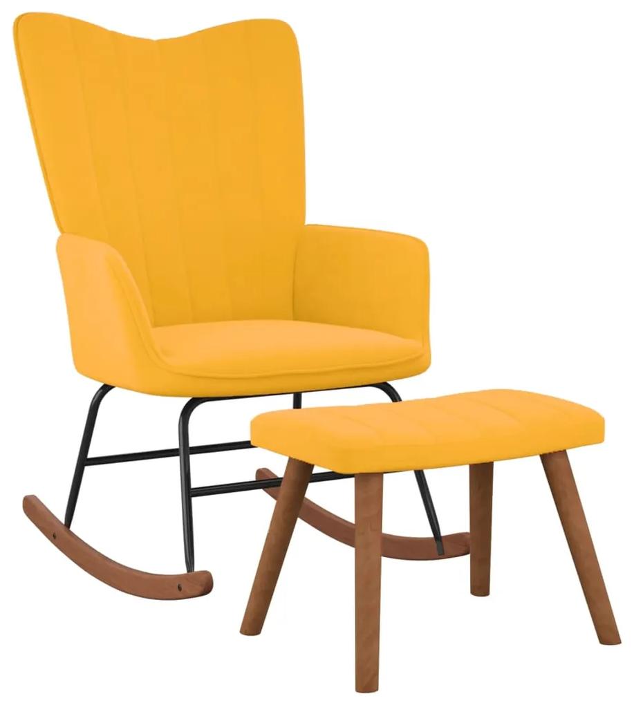 327761 vidaXL Cadeira de baloiço com banco veludo amarelo mostarda