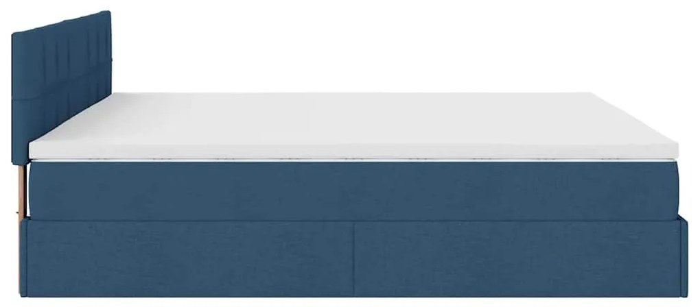 Estrutura de cama otomana com colchão 160x200 cm tecido azul
