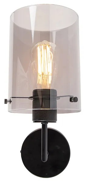 Candeeiro de parede design preto com vidro fumê - Dome