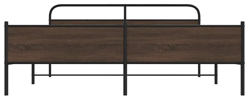 Estrutura cama sem colchão 183x213 cm metal carvalho castanho