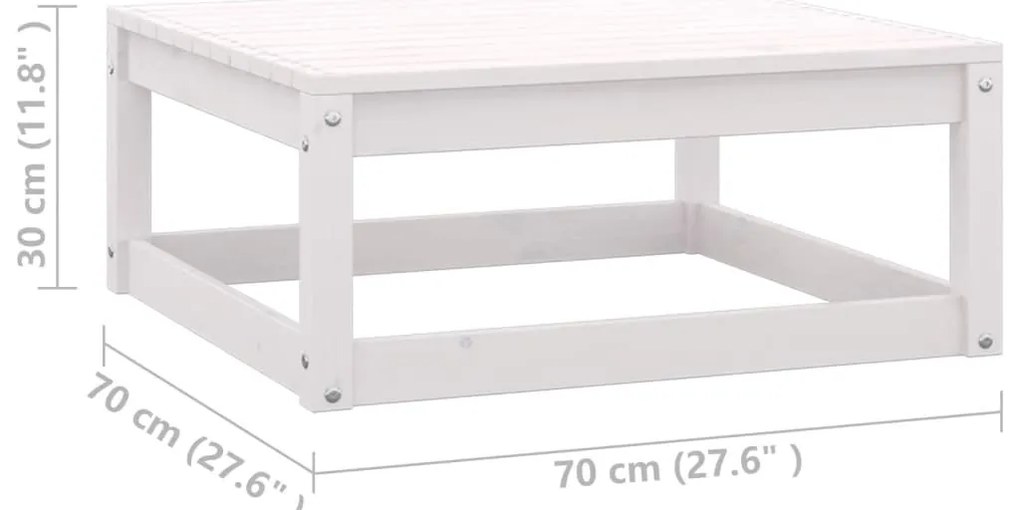 8 pcs conj. lounge de jardim c/ almofadões pinho maciço branco