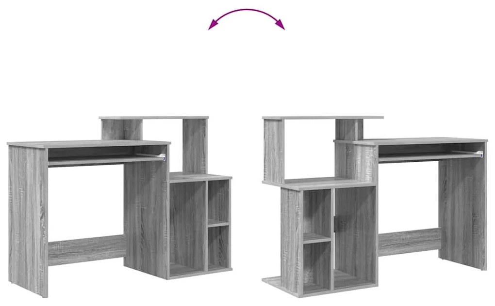Mesa com Armazenamento Cinza Sonoma 120,5x44x88,5 cm Madeira Estrutura