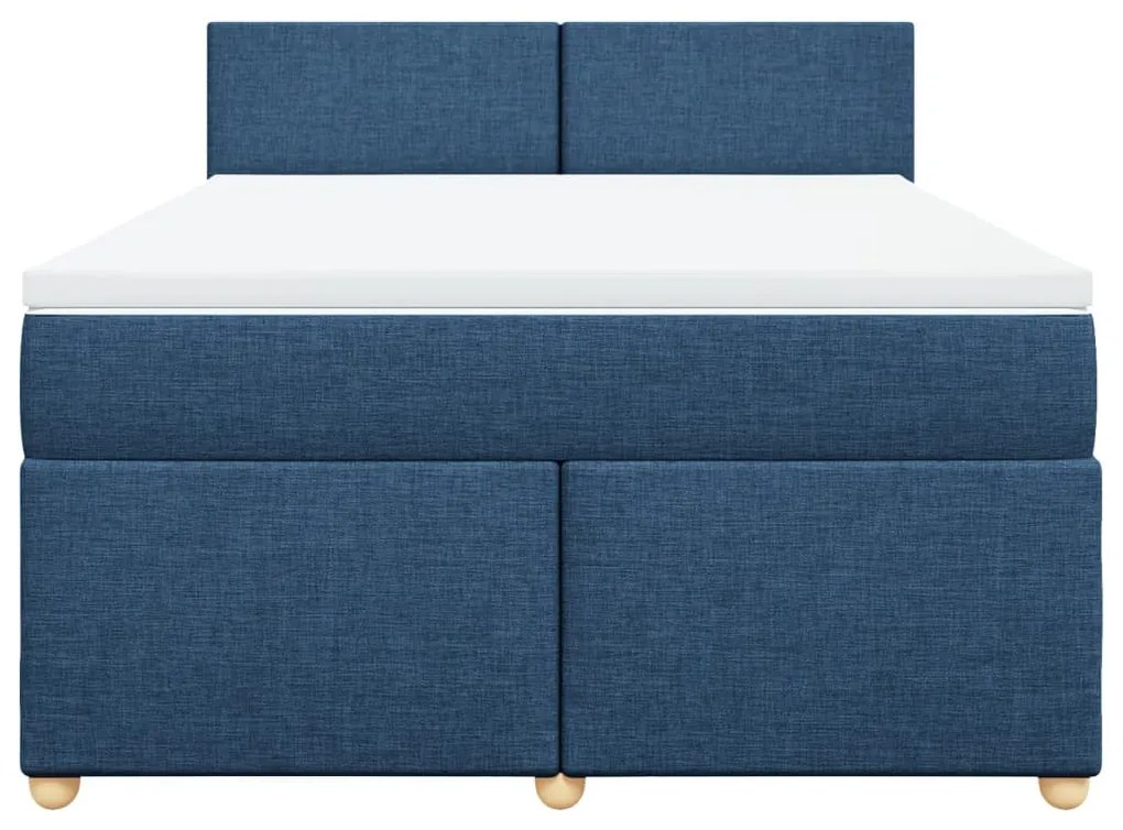 Cama com molas/colchão 140x200 cm tecido azul