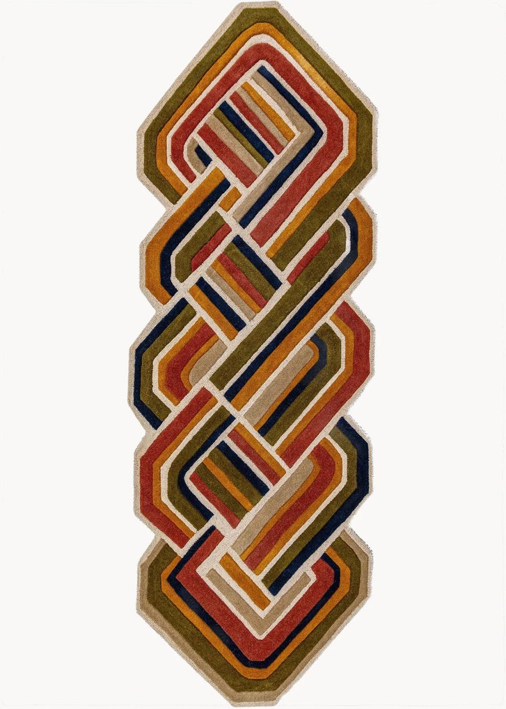 Passadeira de lã tufada à mão com relevo Lattice Shaped