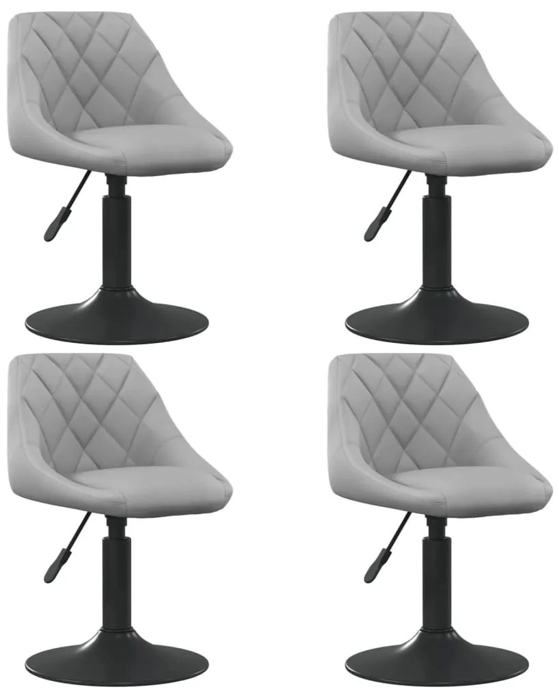 vidaXL Cadeiras de jantar giratórias 4 pcs veludo cinzento-claro