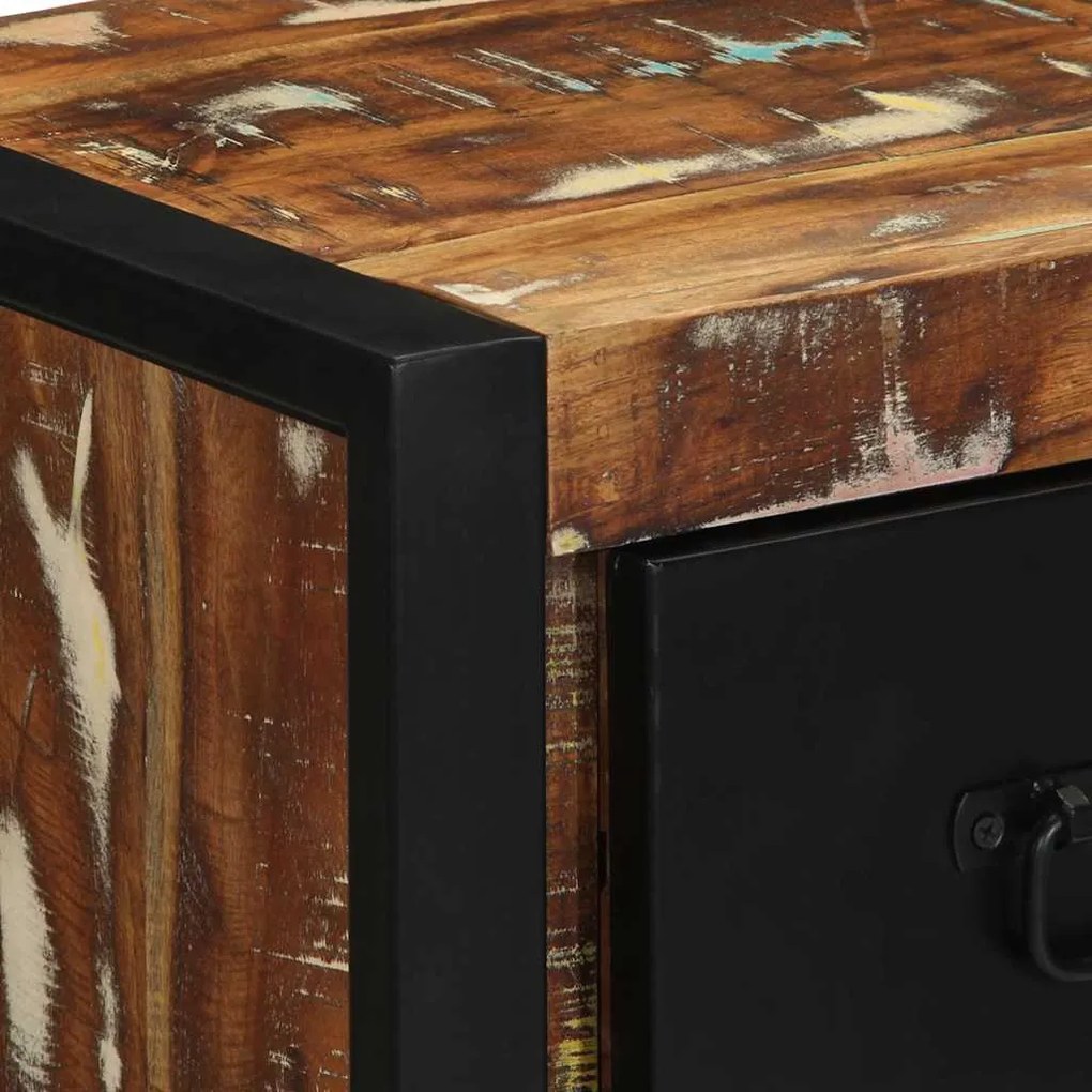Mesa de cabeceira multicor 40x35x40cm madeira maciça recuperada