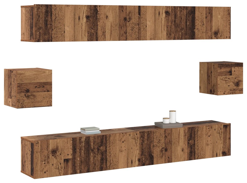 Conjunto de Armários de TV com 6 Peças Madeira Envelhecida