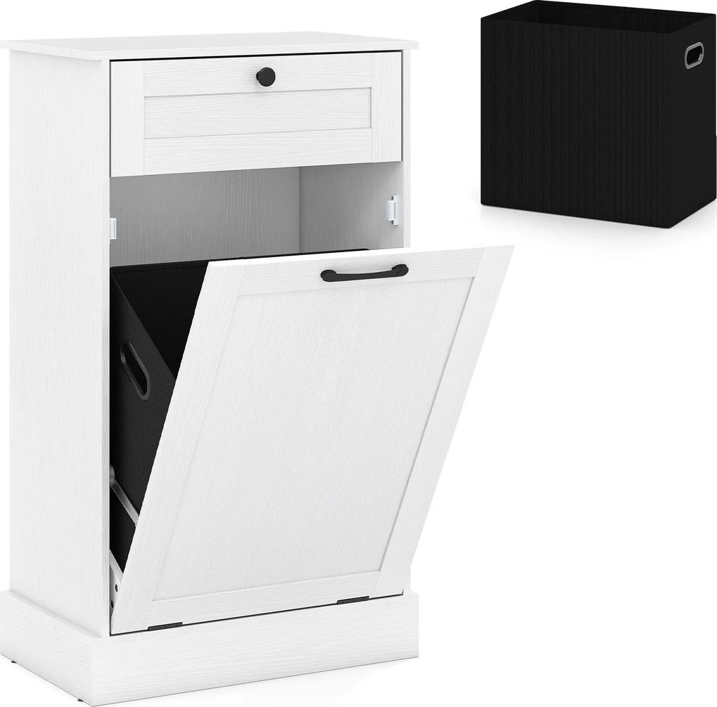 Armário para Roupa Suja, 52 x 33 x 90 cm, Saco Interior Removível, Branco