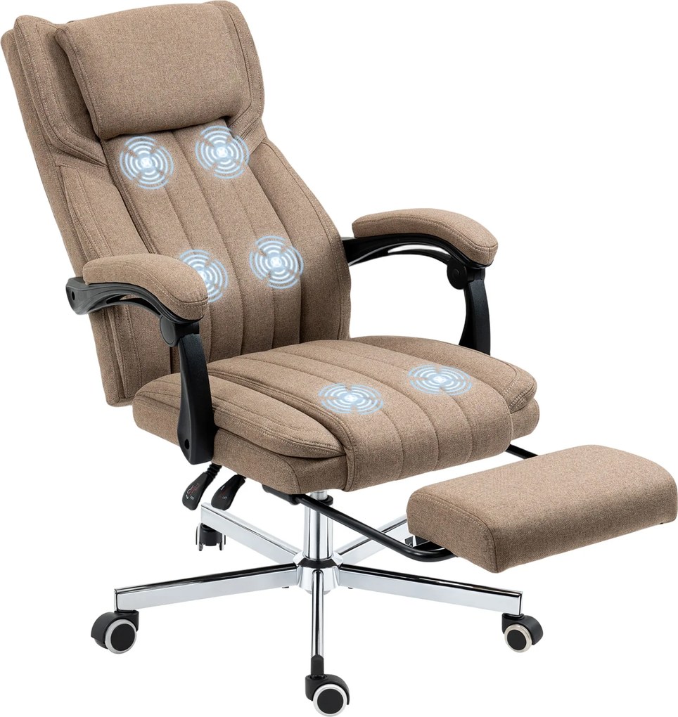 Vinsetto Cadeira Massagem com Vibração Reclinável com Altura Ajustável com 6 Pontos de Massagem 65x61x101-113 cm Marrom | Aosom Portugal