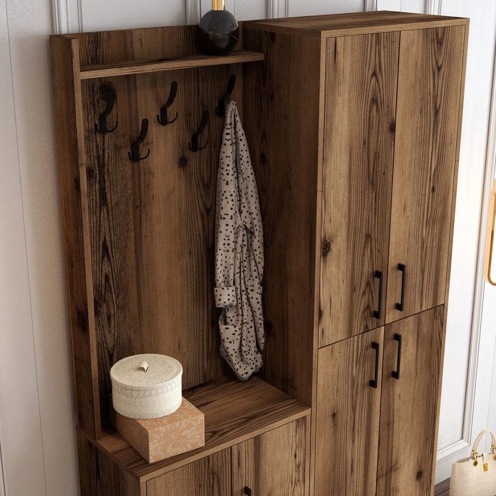 Hall Stand Berlin BA – Walnut – 120 cm x 200 cm x 35 cm
