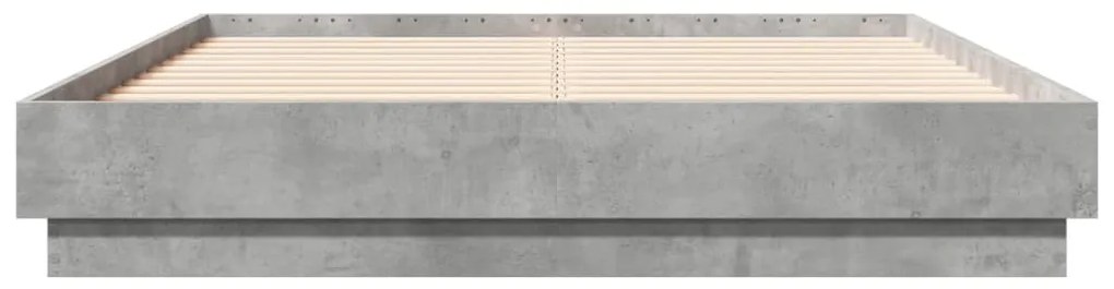 Estrutura de cama com luzes LED 135x190 cm cinzento cimento