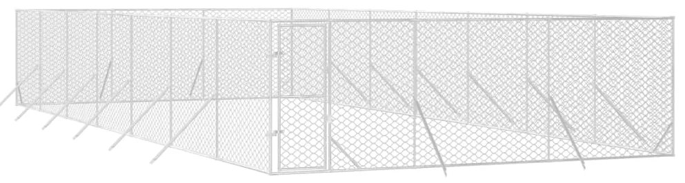 Canil de exterior 6x14x2 m aço galvanizado prateado