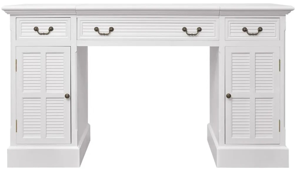 Secretária de base dupla estilo pedestal 140x48x80 cm branco