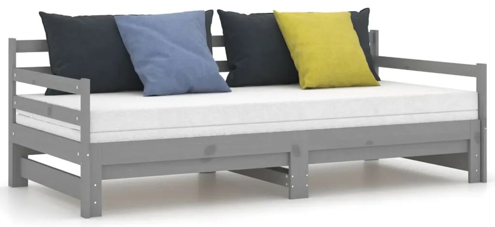 Estrutura sofá-cama de puxar 2x(90x200)cm pinho maciço cinzento