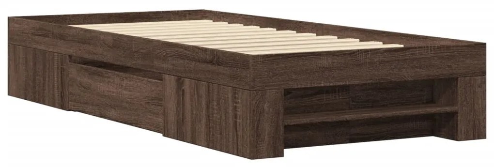 Estrutura cama s/ colchão derivados madeira carvalho castanho