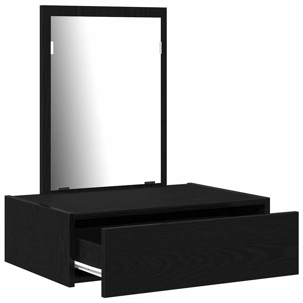 Mesa de maquilhagem suspensa Carvalho Preto 60x40x70 cm