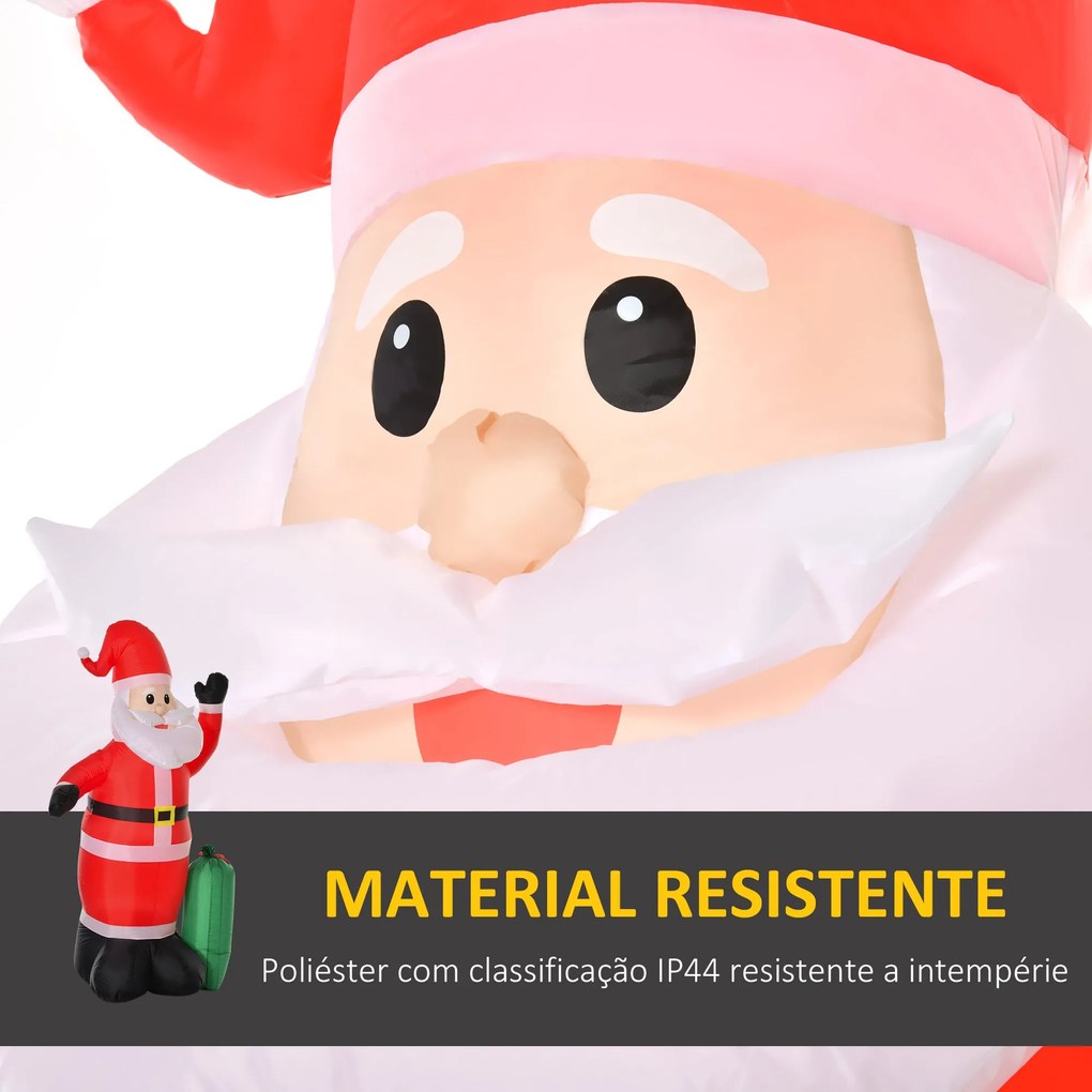 HOMCOM Pai Natal Insuflável com Saco de Presentes 3 Luzes LED IP44 e I