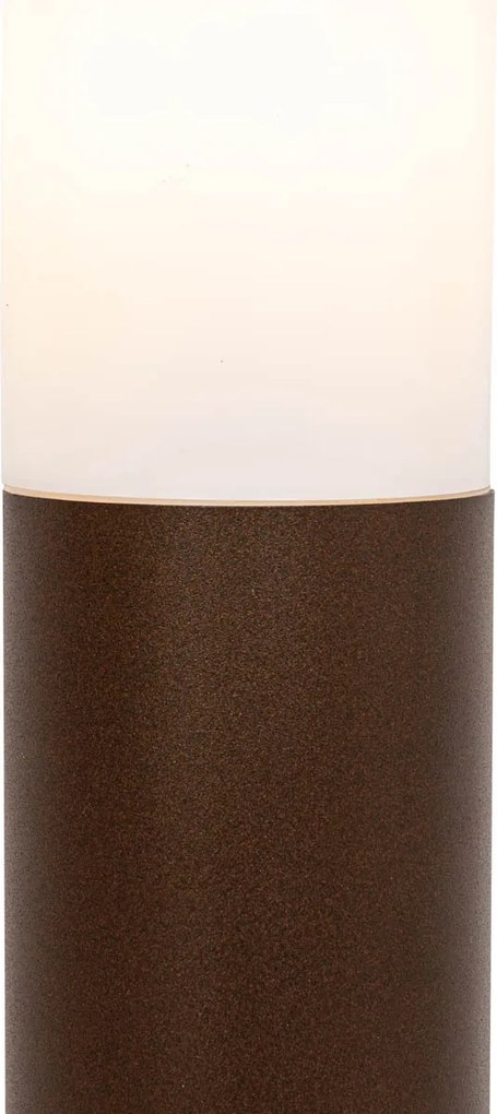 Poste de iluminação exterior castanho ferrugem com opala 80 cm IP44 - Rox