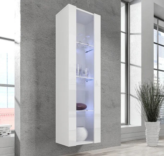 Vitrine Alta Nerea – 40x170 cm – Branco com LED