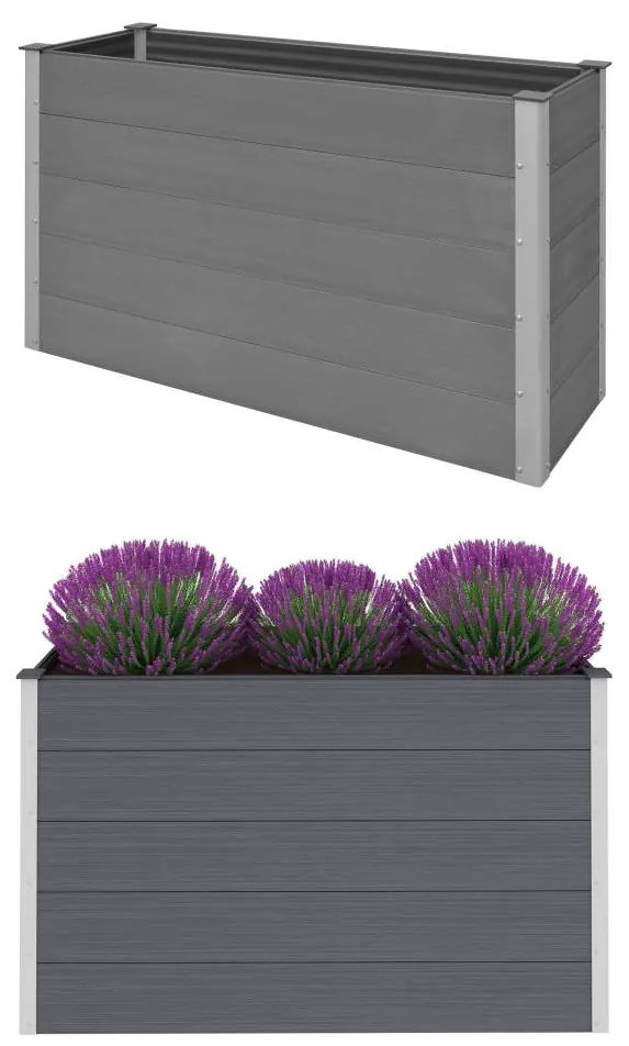 vidaXL Canteiro elevado para jardim WPC 150x50x91 cm cinzento