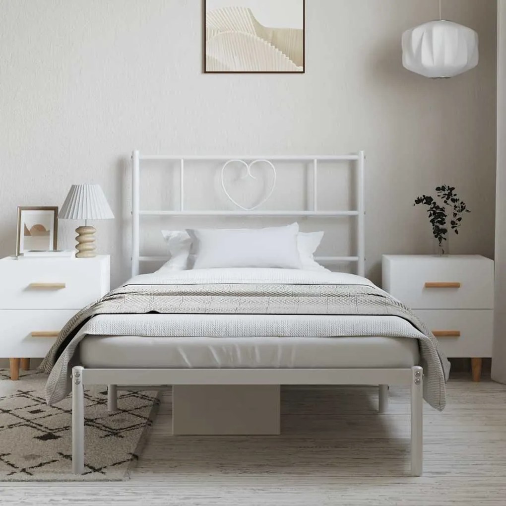 Estrutura de cama com cabeceira 100x200 cm metal branco