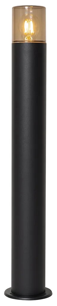Candeeiro de pé para exterior preto com cúpula fumada 70 cm - Odense
