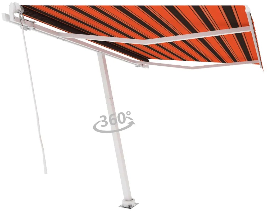 Toldo retrátil manual independente 350x250cm laranja e castanho