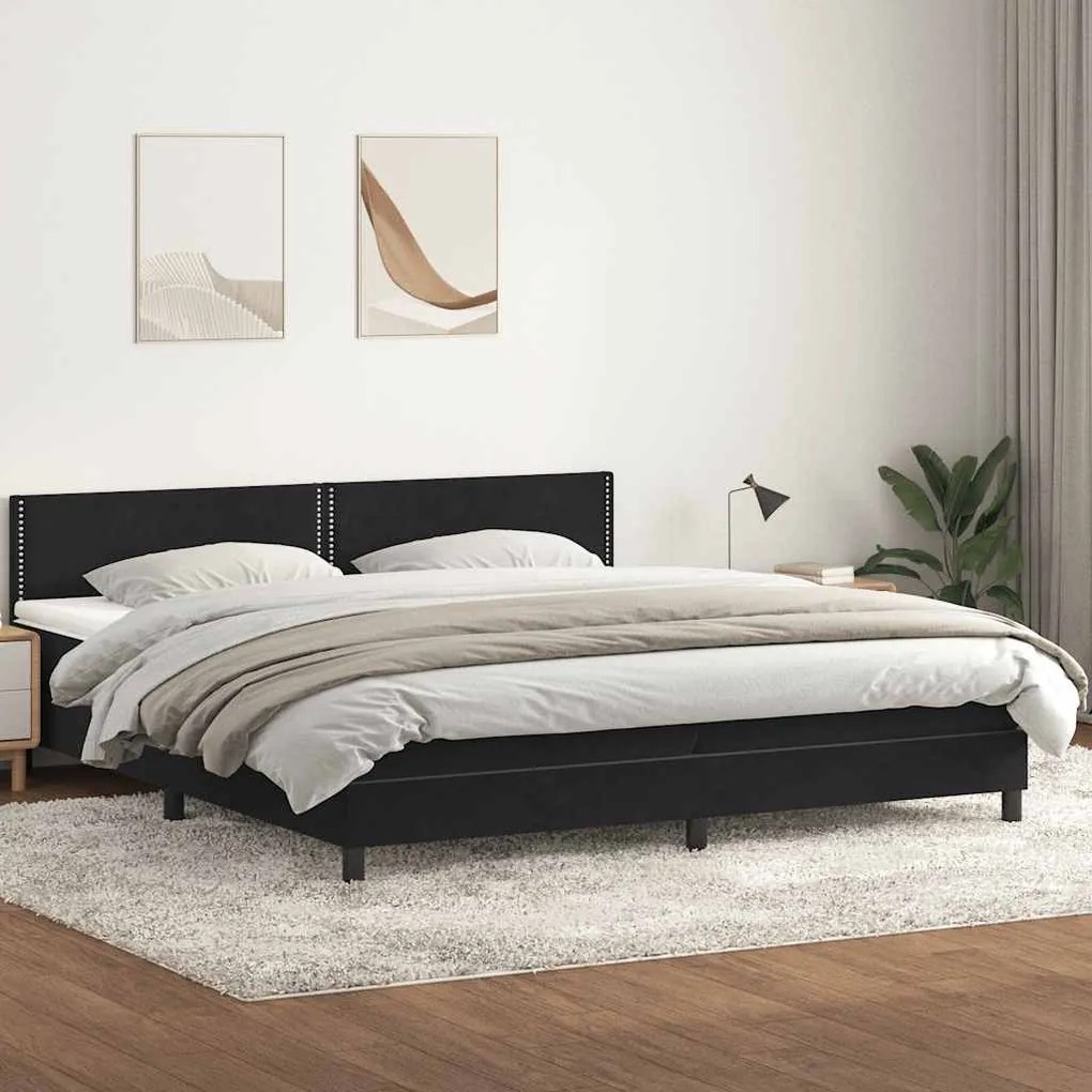 vidaXL Cama com molas/colchão 200x220 cm veludo preto