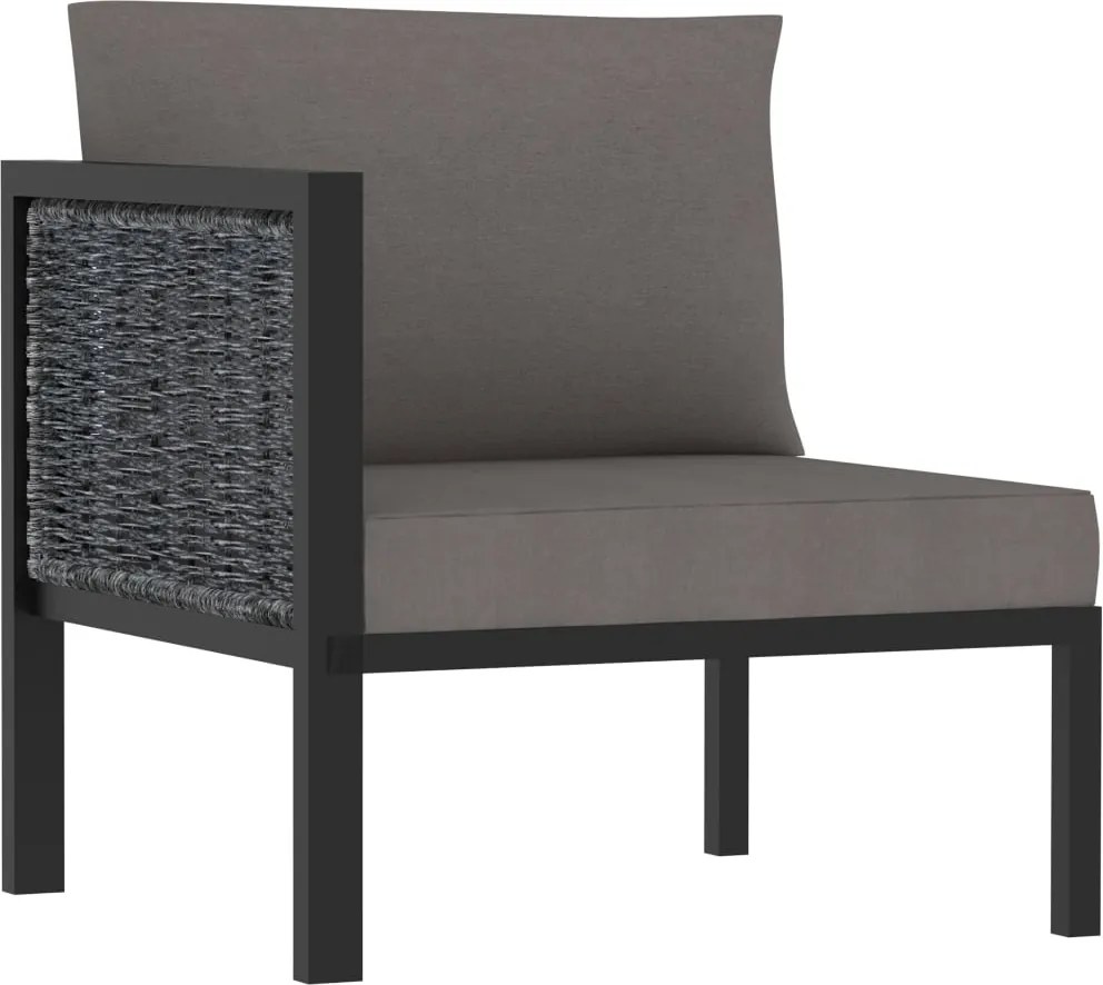 vidaXL Sofá seccional canto c/ apoio braços direito vime PE antracite