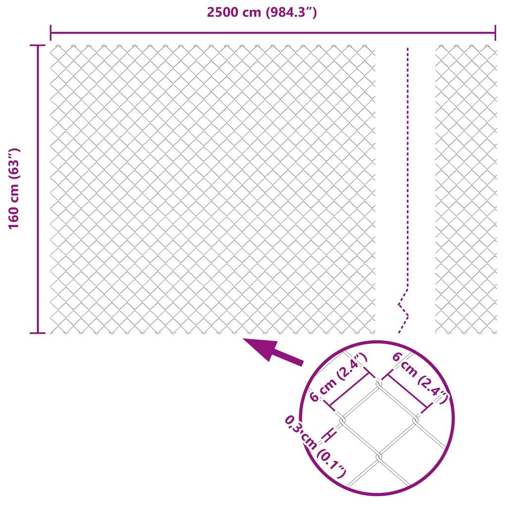 Cerca de Cadeia com 13 Estacas 1,6x25 m Aço Galvanizado