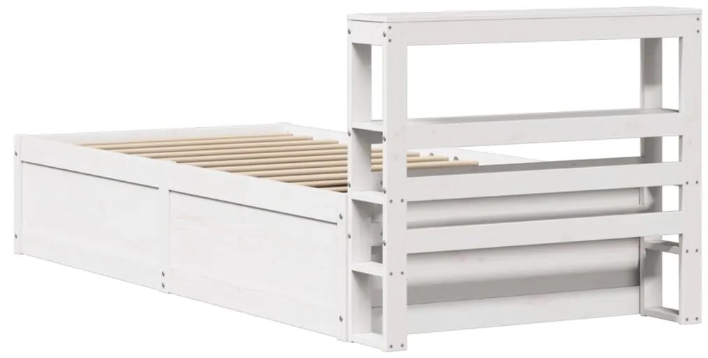 Estrutura de cama com cabeceira 90x200 cm pinho maciço branco