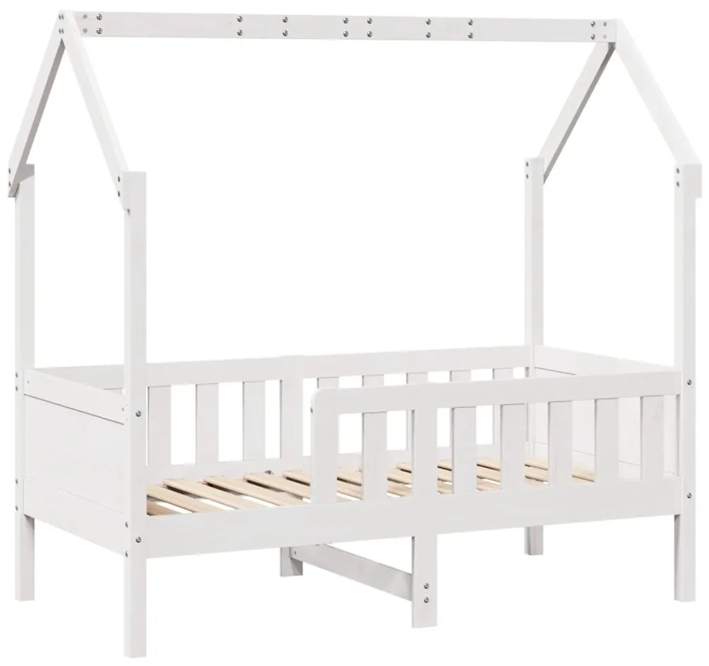 Cama infantil formato casa 80x160 cm pinho maciço branco