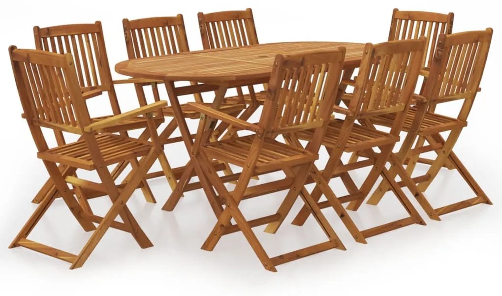 Conjunto de jantar para jardim 9 pcs madeira de acácia maciça