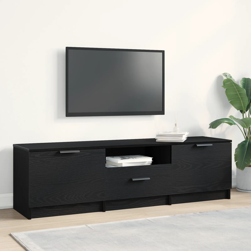 Armário de TV vidaXL - Carvalho Preto - 140x35x40 cm - Feito de Madeira de Engenharia