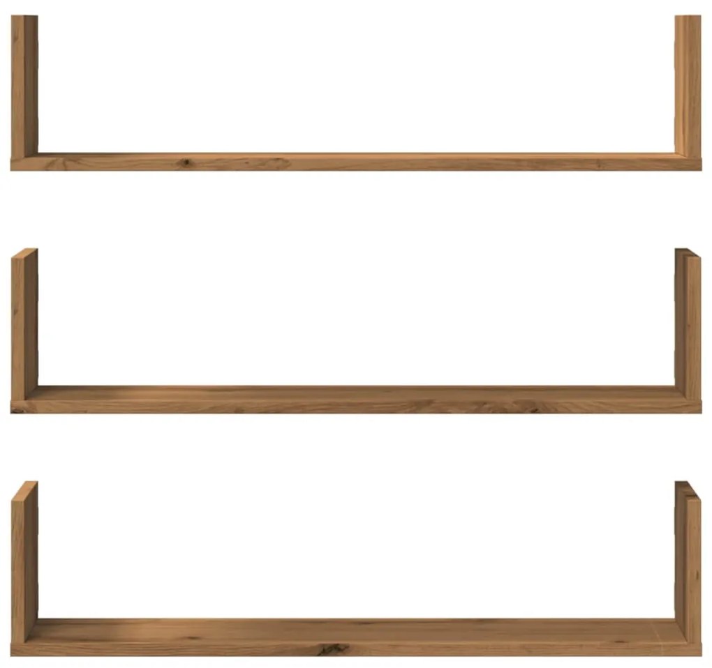Prateleiras de parede 3pcs derivados madeira carvalho artisiano