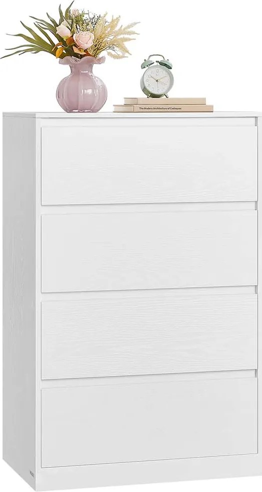 Cómoda com quatro gavetas versátil 40 x 60 x 97,4 cm Branco neve