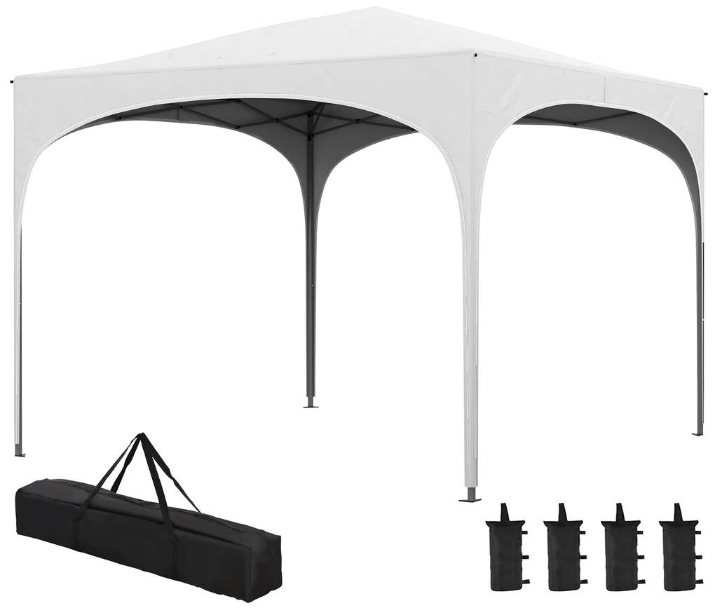Outsunny Tenda Dobrável 3x3 cm Tenda de Jardim com Altura Ajustável Bolsa de Transporte Tecido Anti-UV e Sacos de Areia Branco | Aosom Portugal