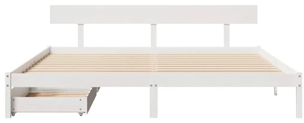 Cama sem colchão 200x200 cm madeira de pinho maciça branco