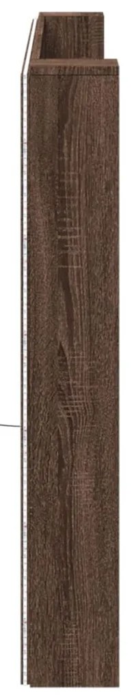Armário cabeceira luzes LED 200x16,5x103,5 cm carvalho castanho