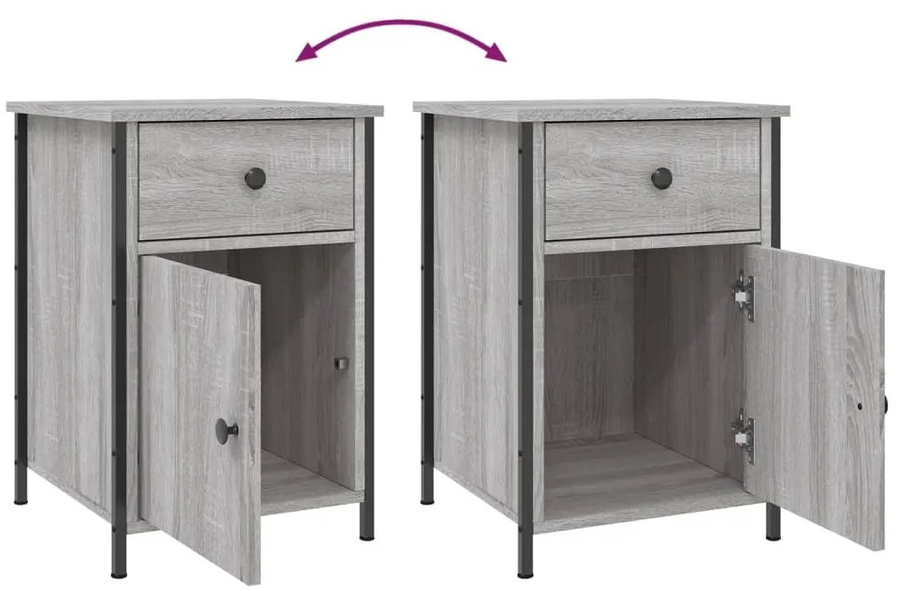 Mesas cabeceira 2 pcs 40x42x60cm deriv. madeira cinzento sonoma