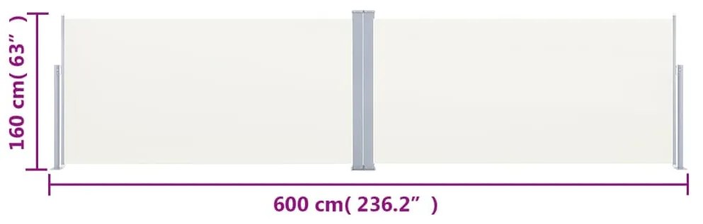 Toldo lateral retrátil 160x600 cm cor creme