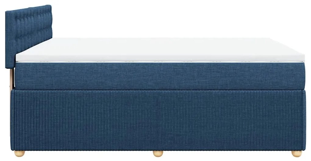 Cama com molas/colchão 160x200 cm tecido azul