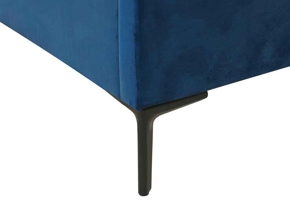 Cama de veludo azul com armazenamento 160 x 200 cm SEZANNE Beliani