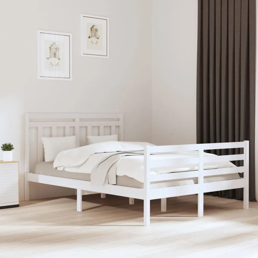 Estrutura de cama 120x200 cm madeira maciça branco